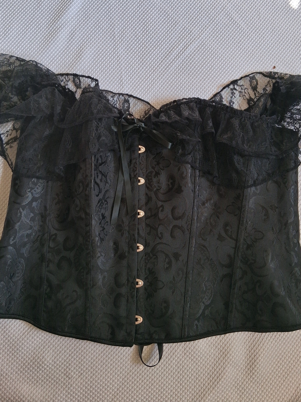 Source Unknown Black Lace Corset Camisole Top